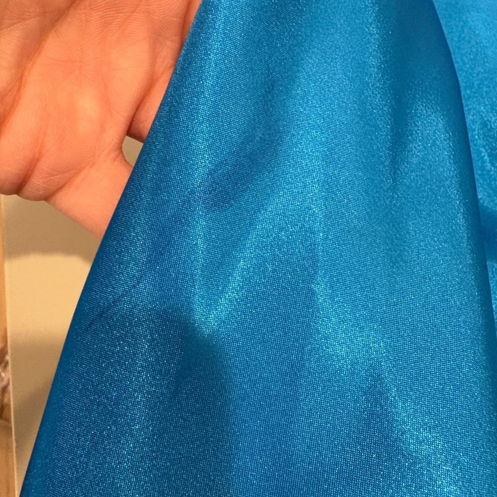 Cache Formal Dress Women 2 Blue Vintage Y2K Rhinestone Satin Halter Gown Bling - Picture 9 of 9